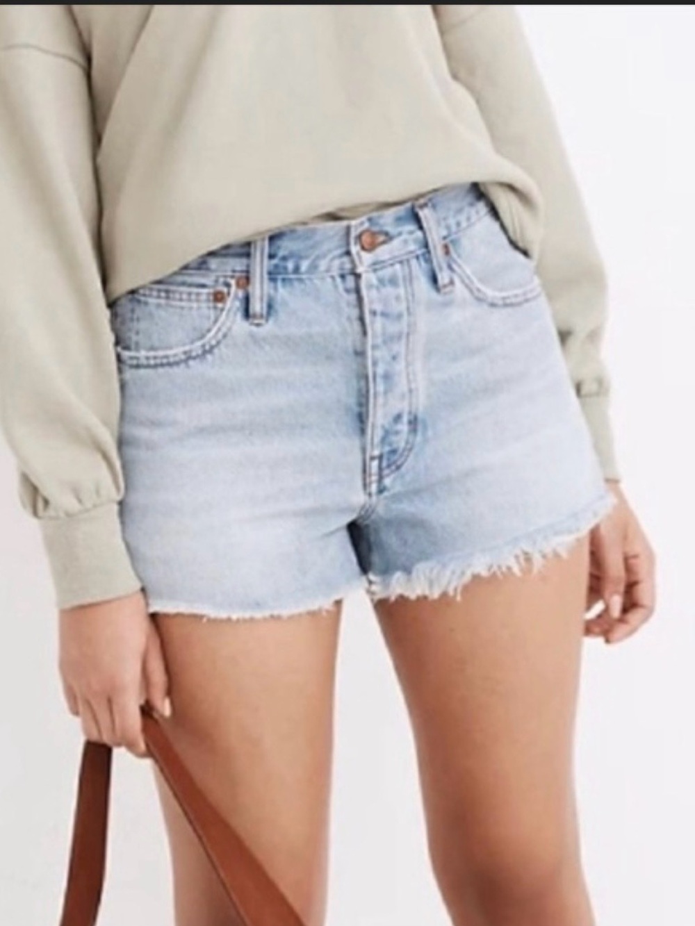 Madewell Light Blue Frayed Hem Denim Shorts